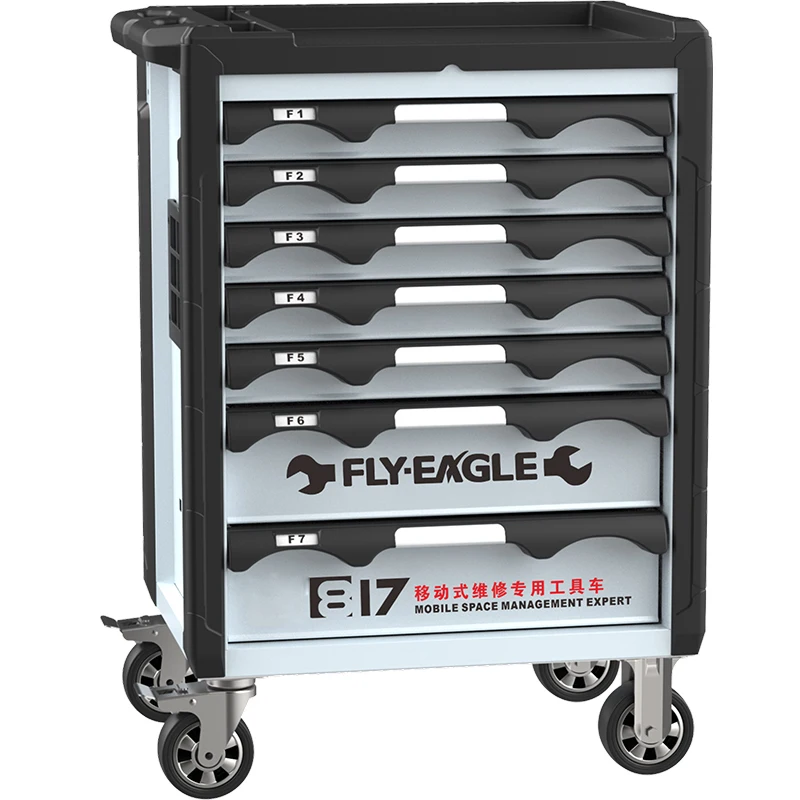 

Multifunctional vehicle tool cabinet with laptop stand, nail plate and multiple drawers for flexible storage