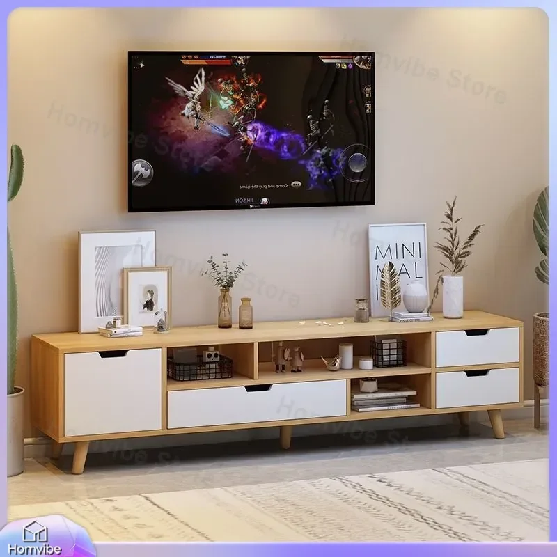 Nordic TV Stand Modern Minimalist Living Room Furniture Solid Wood Legs Low Console Table Small Storage Cabinet Home Decor