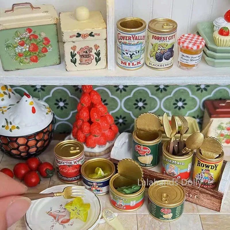 Dollhouse Mini Nostalgia Retro Box/milk/jar Food Play Decoration Children\'s Gift Miniature Kitchen Furniture Accessories
