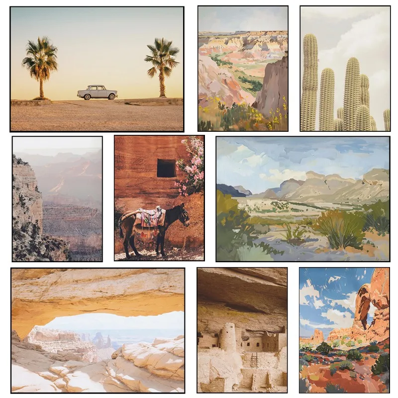Boho Desert Poster Arizona Ruin Wall Art Grand Canyon Print National Park Art Travel Poster Western Landscape Vintage Home Decor