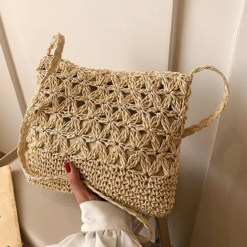 Kleine, frische Umhängetasche, Damentasche, Strohgewebte Umhängetasche, Nische und vielseitige gewebte Tasche, einfache und modische Handtasche – Detail 16