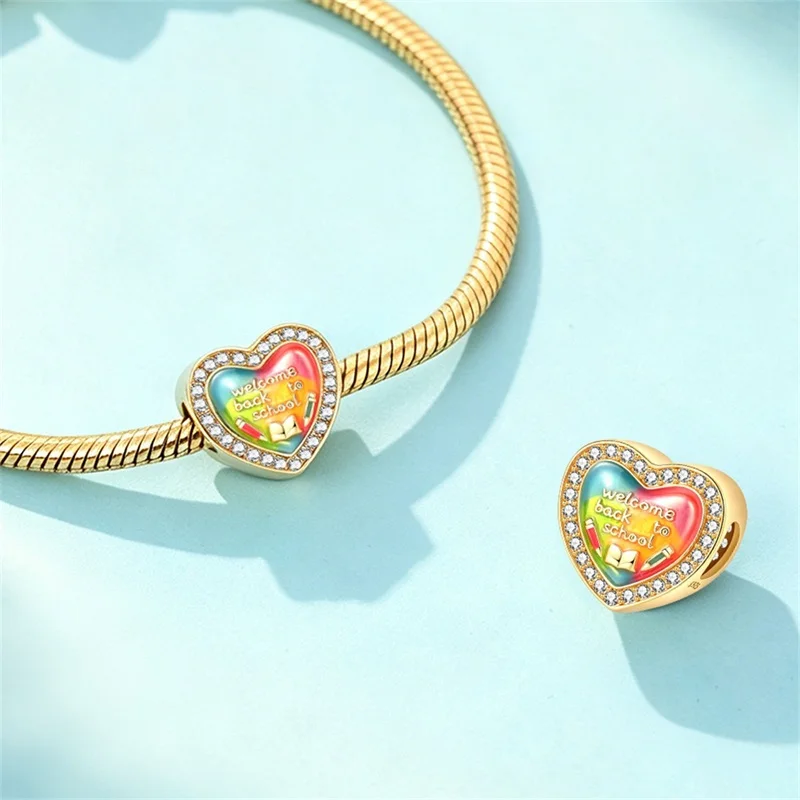925 Sterling Silver Golden Leopard Print Maple Leaf Bee Heart Charms Pendant For Women Fit Original Bracelet DIY Jewelry Gifts