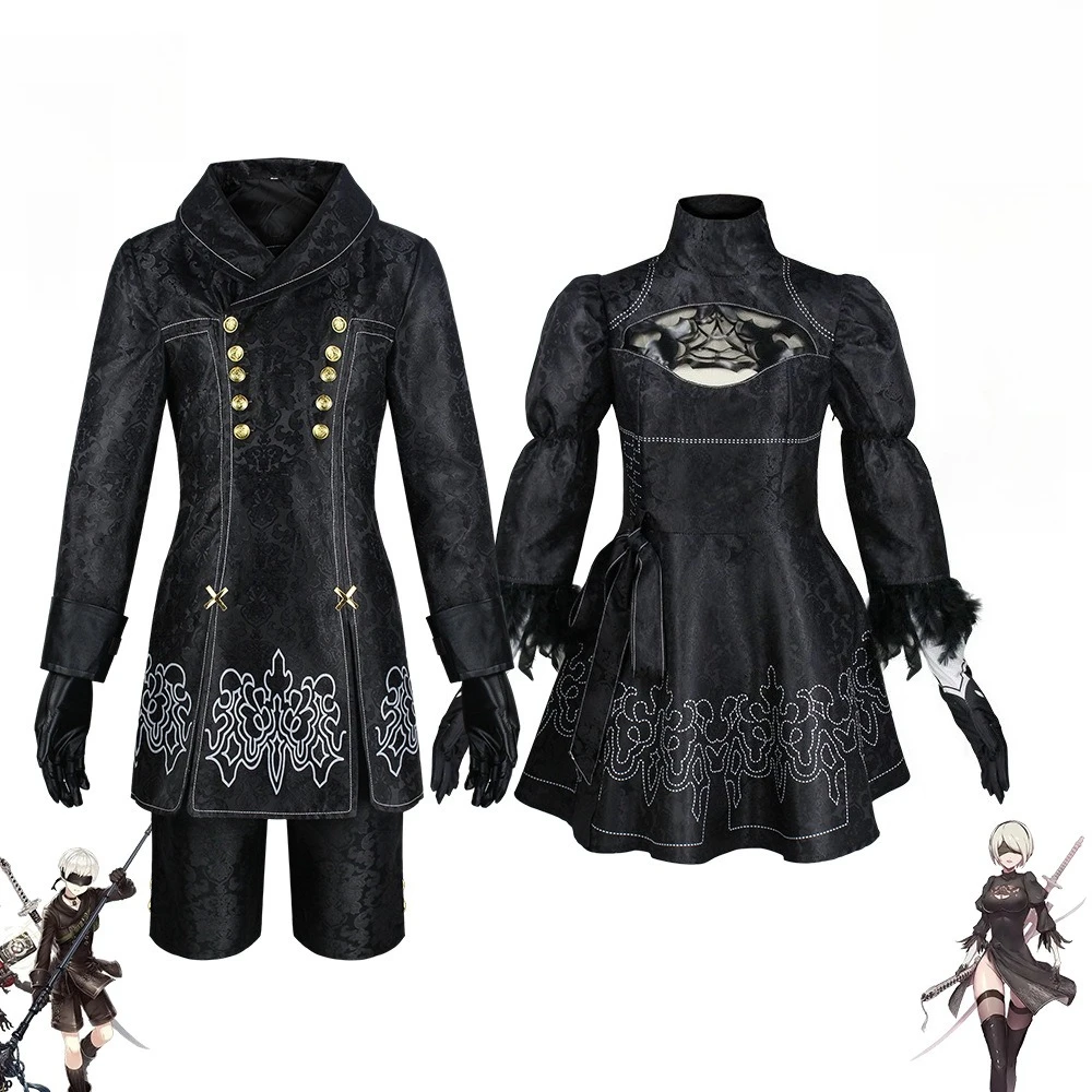 

Big Size Yorha 2B Cosplay Costume Black Leotard Dress 2B Full Set Halloween Shojou Magical Girl Outfits Wig Gloves Eyemask Socks