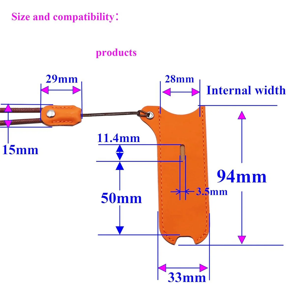 

Y03A PU Leather Case Lanyard Necklace Case Lanyard Leather Pen Cover Protective Strap and Case [Blue+Orange][2 Pack]