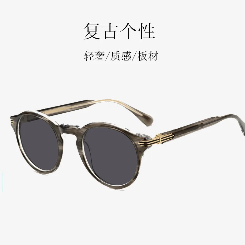 DOISYER Personalized metal polarized sunglasses for men TAC lens retro floral round frame UV resistant ACETATE sunglasses