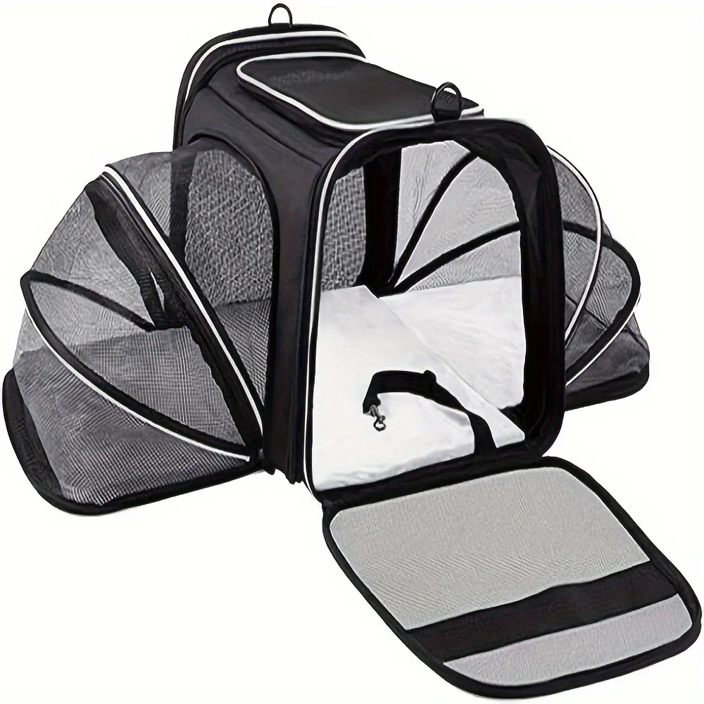 Airline Approved Pet Carrier Bag: Large Soft-Sided Pet Travel Carrier 4 Sides Expandable Cat Collapsible Carrier Car Seat Dog