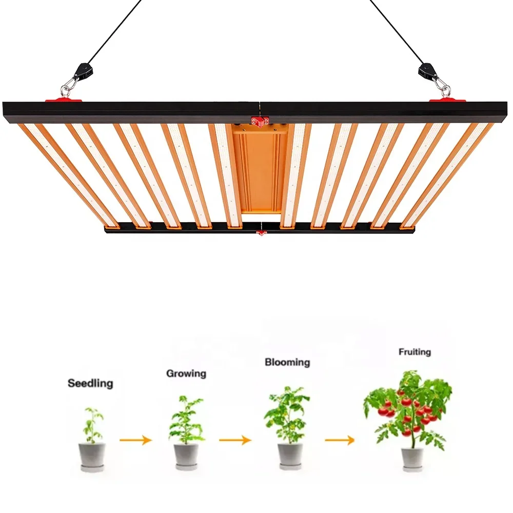 Hydroponic Greenhouse LED Grow Light HPS 1000w Full Spectrum Samsung lm301B Foldable Plant LED Grow lights 1000w 10 Bars