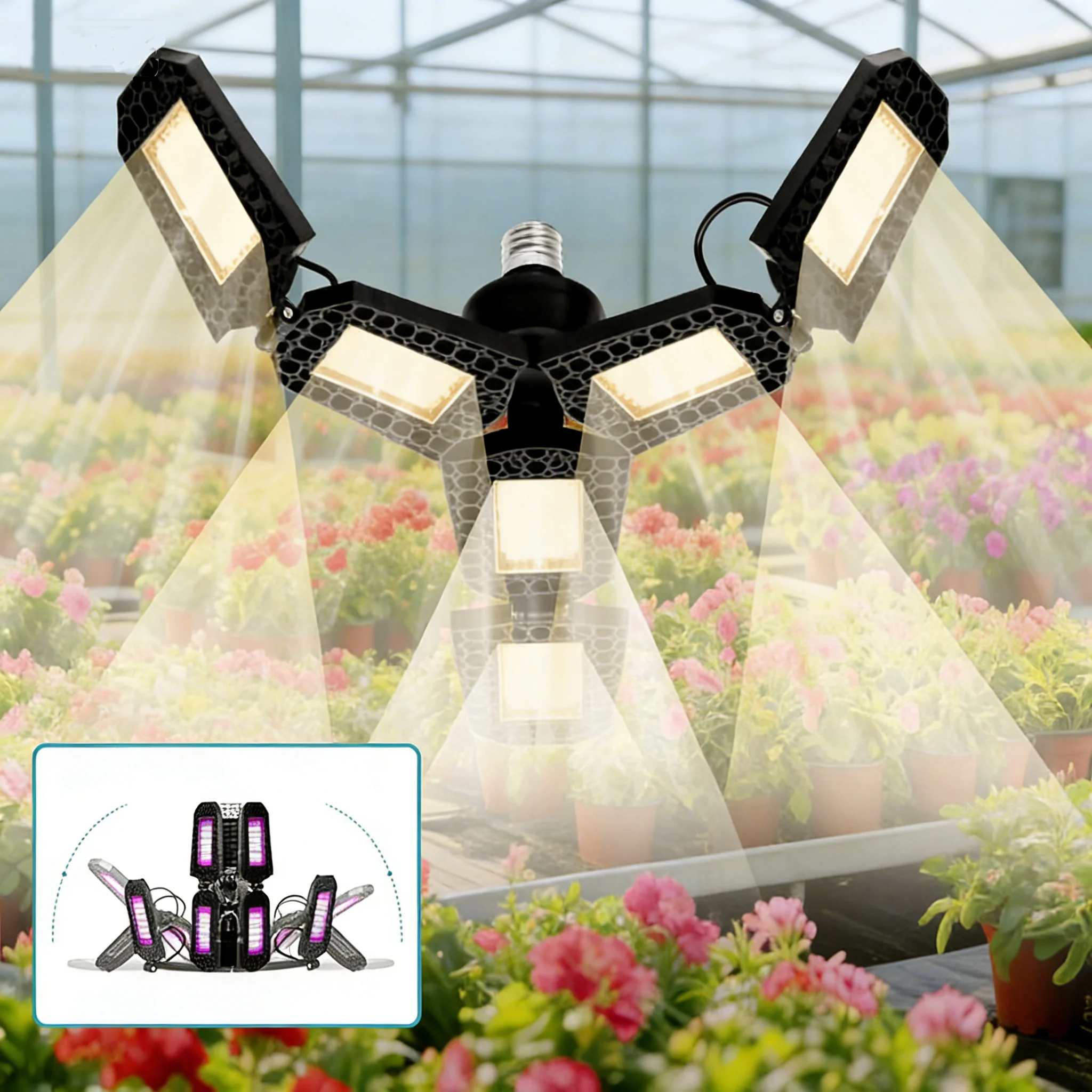 

Plant Grow LightLED Full Spectrum Deformable Plant Growth Lights Bulbs E27/E26 Sunlight Hydroponic UV/IR Red Blue Growing Lamp