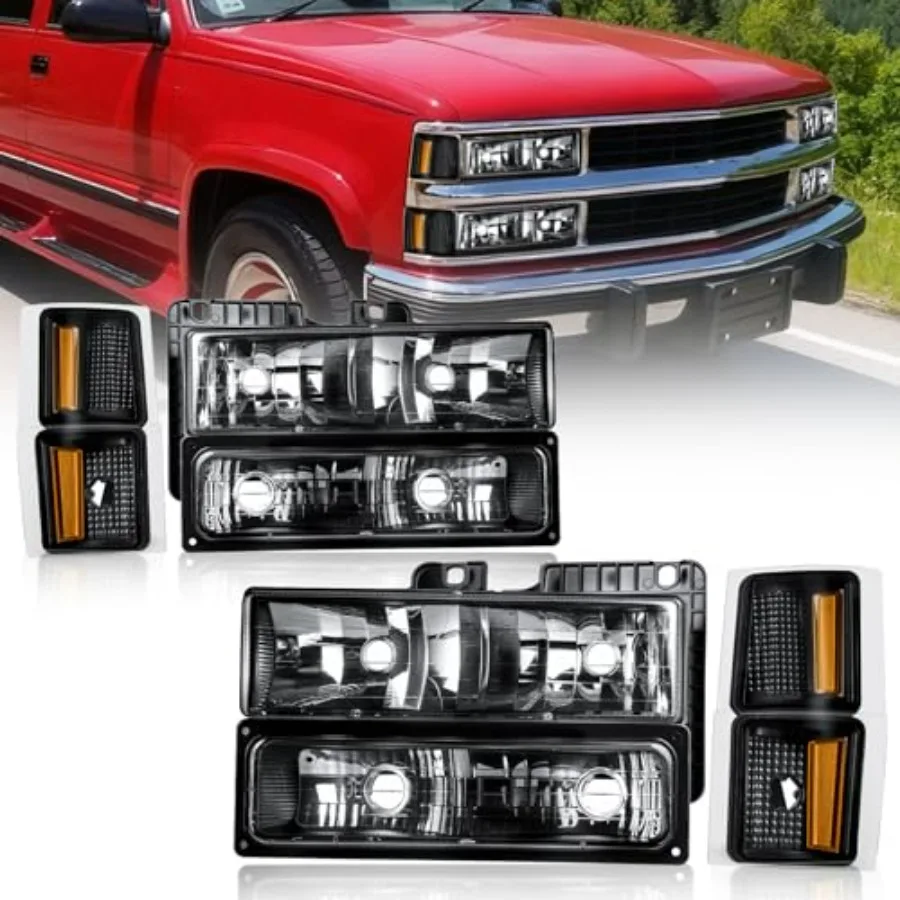 

Headlights Assembly for Chevy C/K 1500 2500 Suburban C1500 C2500 C3500 K1500 K2500 K3500 94-99 Tahoe 95-99 94 Chevy Blazer Blac