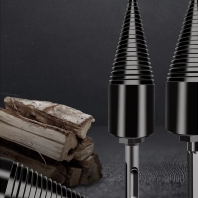  Black Steel Firewood chopper Chop Wood Drill Bit Splitting Tool Splitting Cone Log Splitters Wood Household Tool
