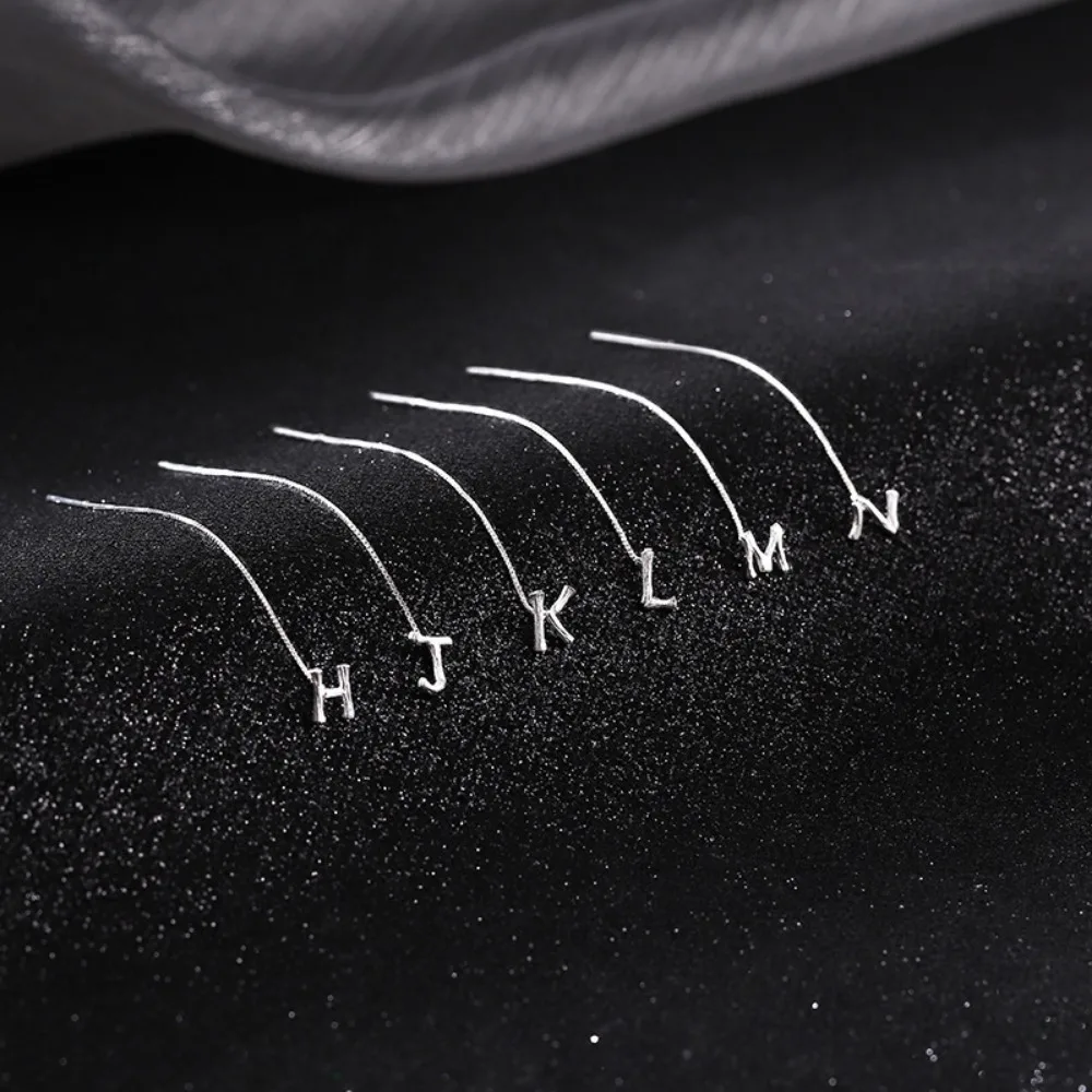 Minimalism 925 Sterling Silver DIY English Letters Tassel Dangle Earrings for Women Personality Ear Wire Daily Wear Jewelry Gift