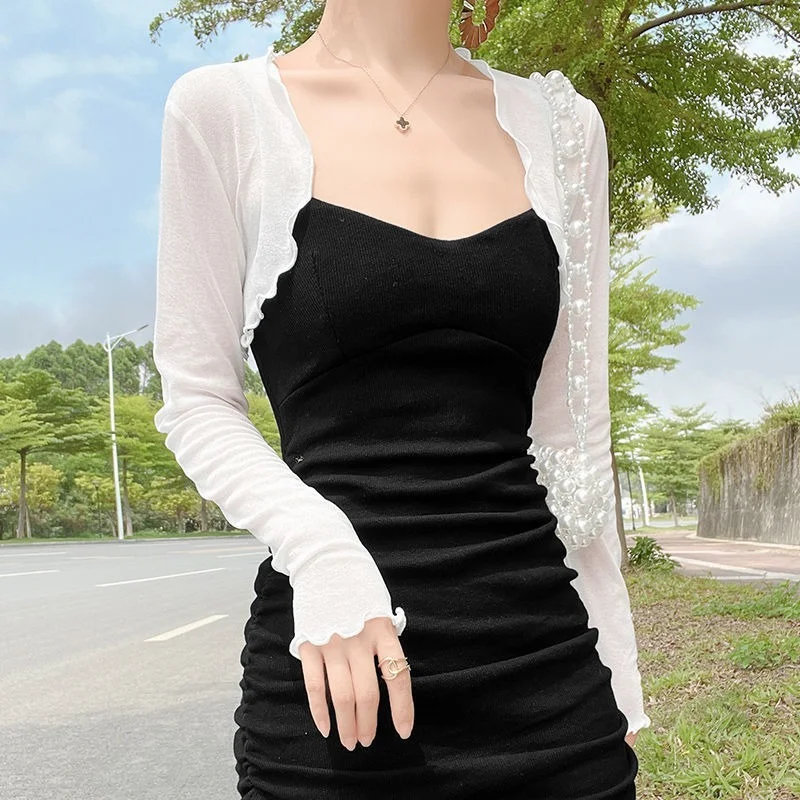 Langarm Weiß Schwarz Shrugs für Bolero Frauen Formale Party Kleid Capa Mariage Sommer Kleider Jacke Elegante Wraps Braut Schal