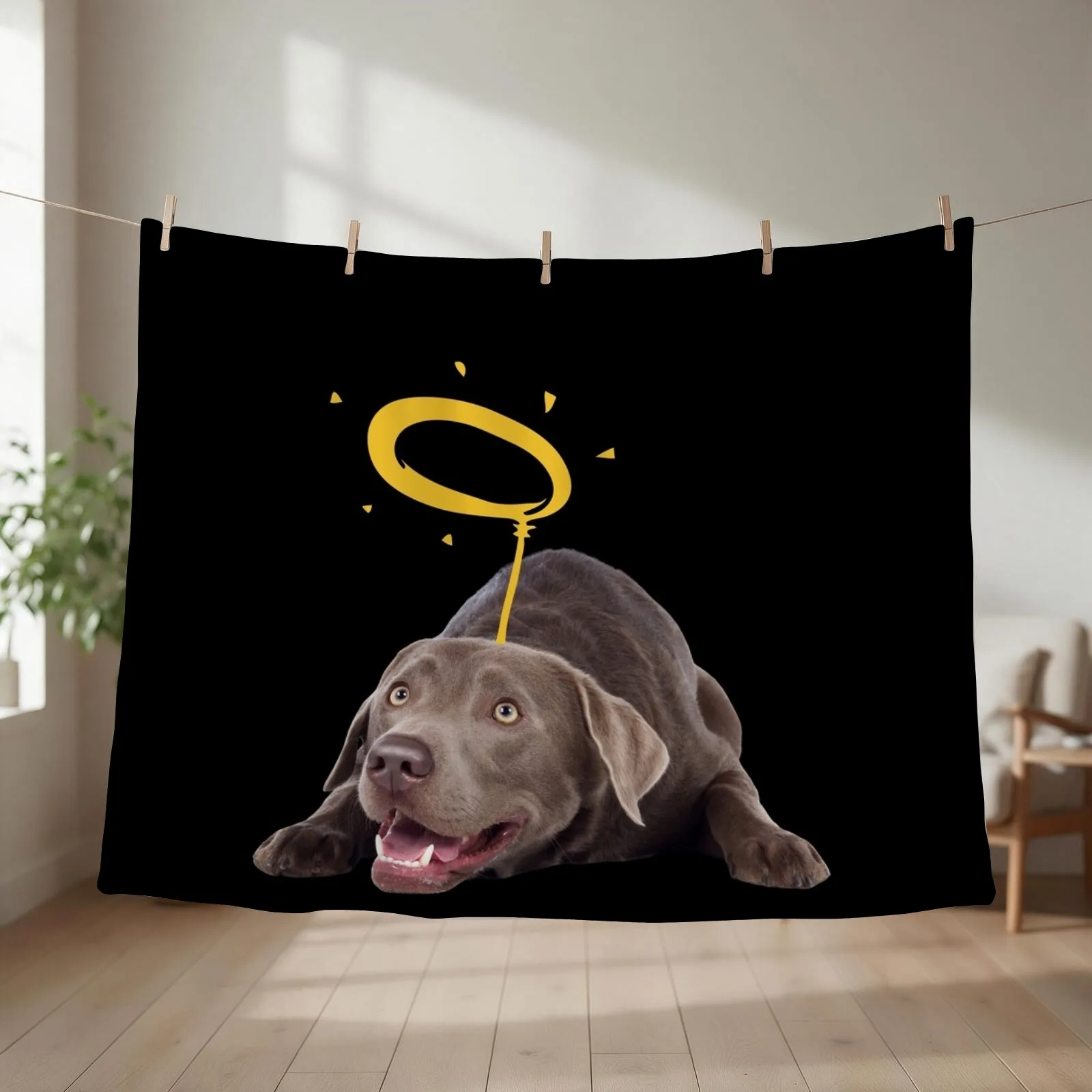 Angel Silver Lab Puppy National Dog Mom Day Throw Blanket couch cozy soft plush fuzzy picnic outdoor blanket