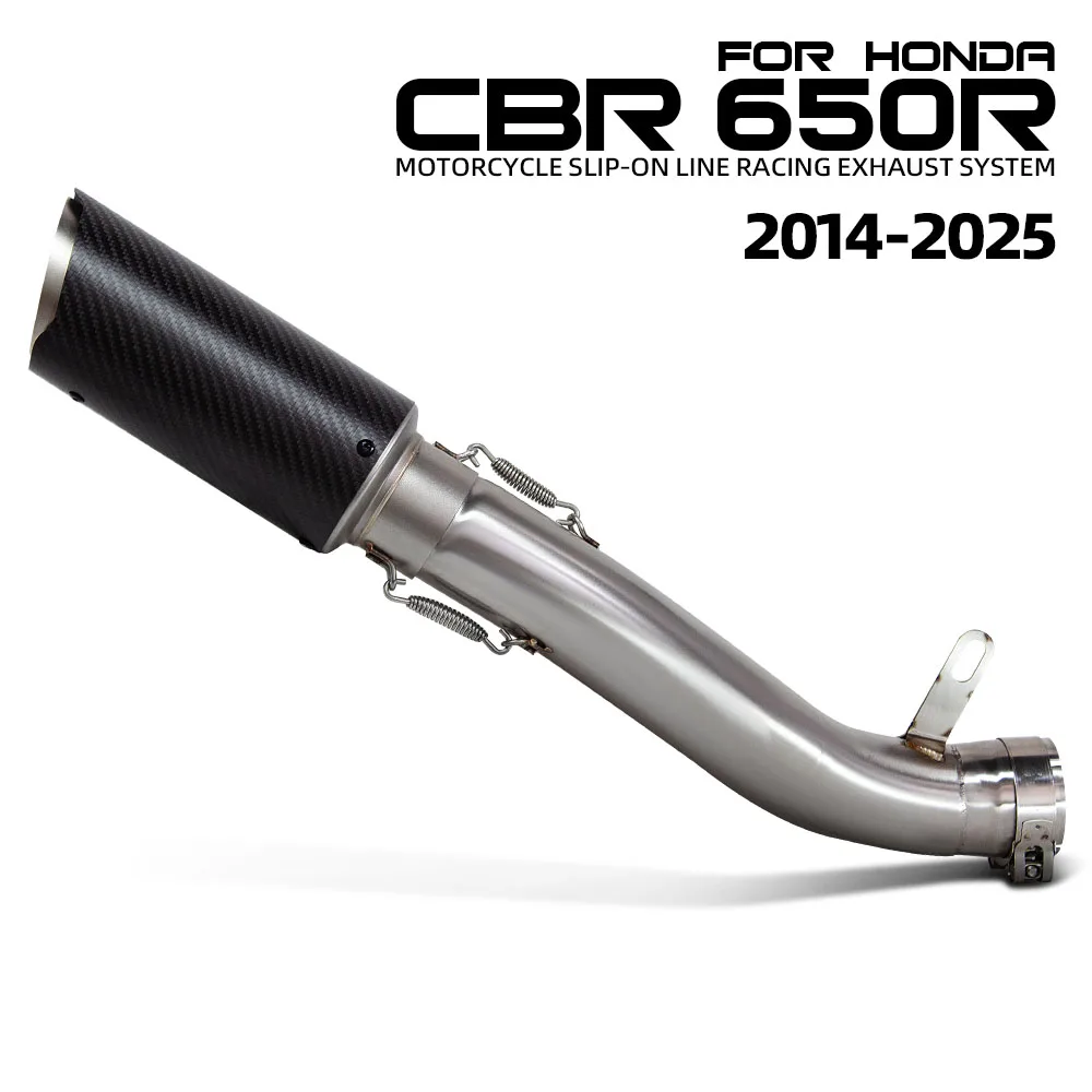 

For Honda CBR650 CBR650R CB650R CBR650F CB650F 2014-2025 Motorcycle Slip on Line Exhaust Middle Link Pipe Connect Carbon Muffler