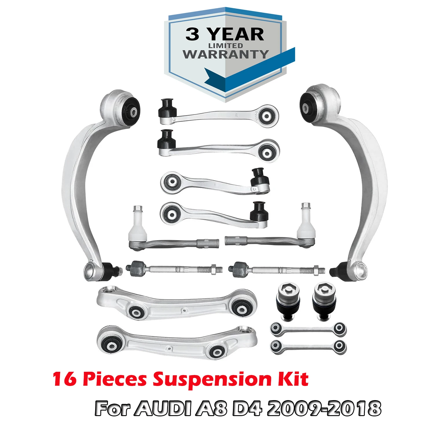 16Pcs Front Upper Lower Control Arm w/Ball Joint Suspension Kit For AUDI A8 D4 2009-2018