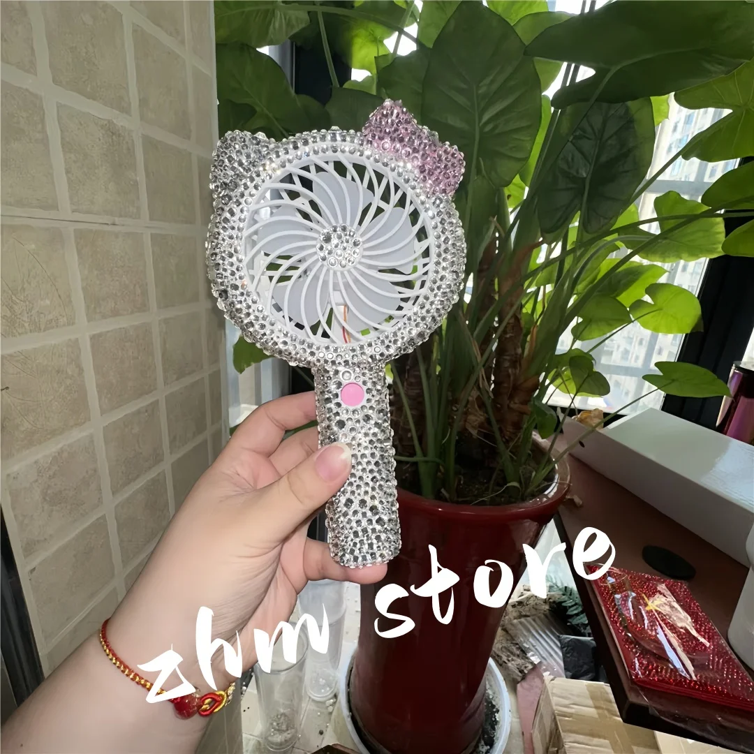 clear-mixed-sparkle-strass-handmade-pink-bowknot-decorare-desk-stand-mini-summer-fan