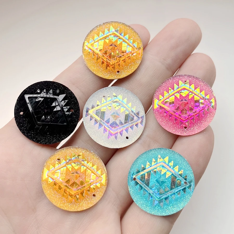 25mm round mineral eye totem resin AB color rhinestone DIY jewelry indigenous earrings decoration flat back scrapbook rhinestone