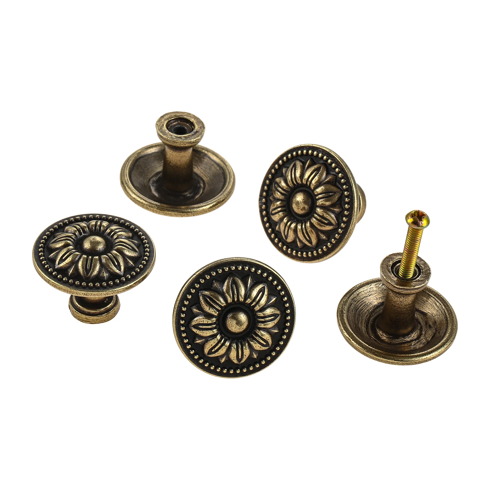5Pcs Vintage Antique Bronze Door Handle Furniture Knobs Pull for Kitchen Cabinets Cupboard Closet with Screws Furniture Fittings