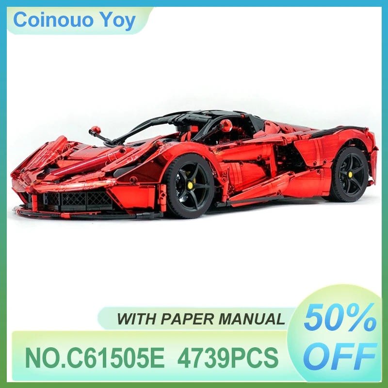 

1:8 CADA 61505 Red Technical Super Sprots Car Hypercar Model Building Blocks Brick DIY Puzzle Toys Assembly Christmas Gifts Boys