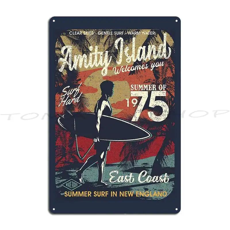 Amity Island Summer Of 75 Metal Plaque Wall Decor Wall Custom Pub Plaques Designing Tin Sign Poster