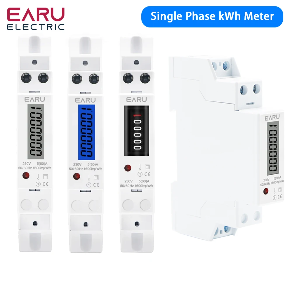 18mm jednofazowe podświetlenie cyfrowy watomierz pobór mocy analogowe licznik energii kWh AC 230V 60A 50Hz LCD elektryczne Din Rail