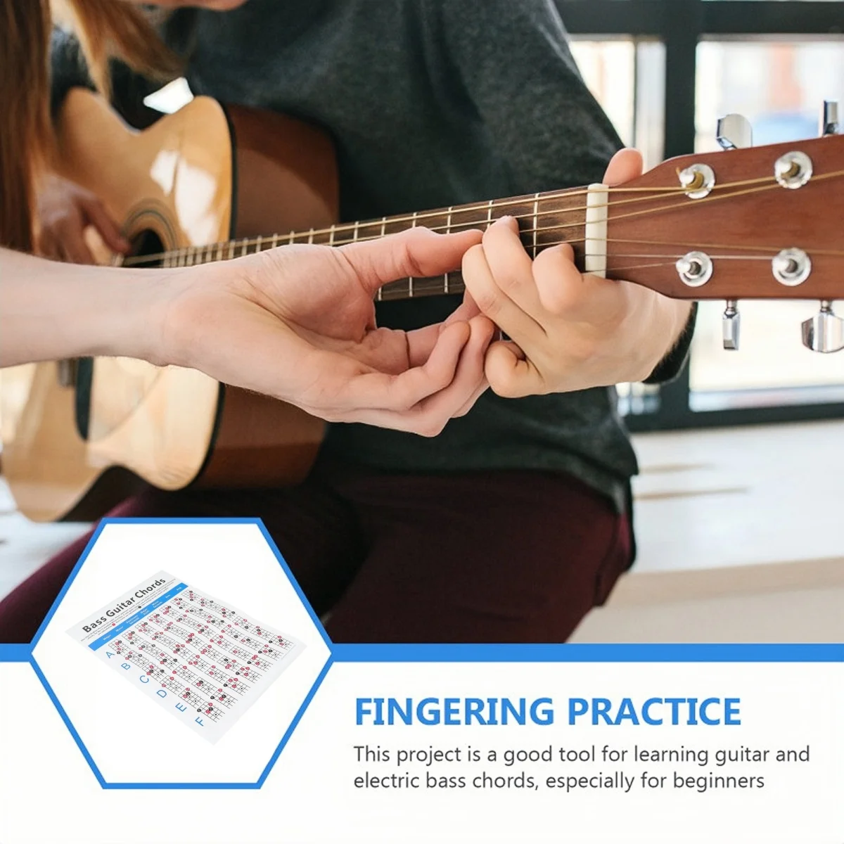 Miwayer Guitar Chord Practice Chart Music Score Ukulele Electric Bass Chord Diagram Students Learning Fingering Poster