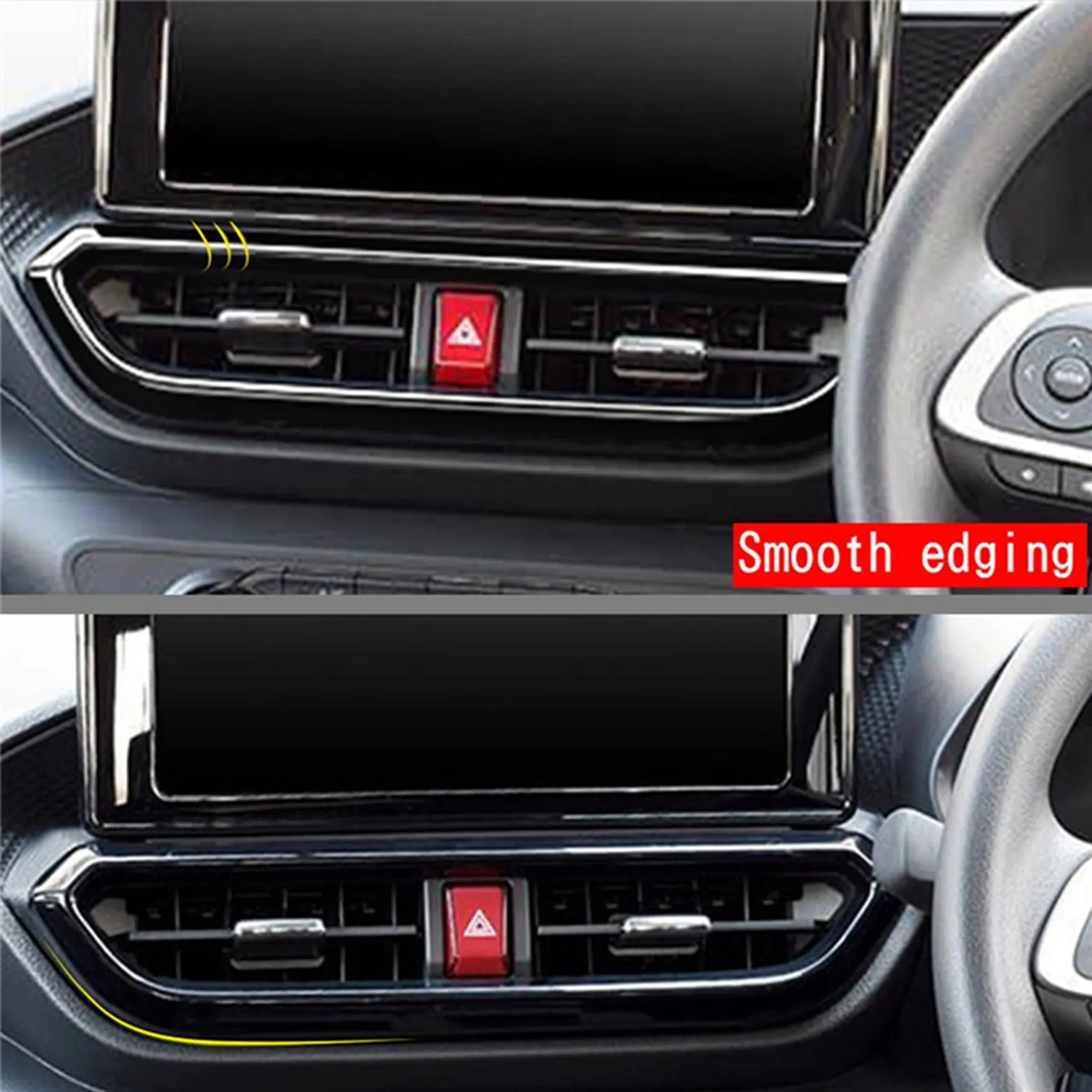 وحدة التحكم المركزية الداخلية للوحة العدادات للسيارة ، فتحة تهوية ، غطاء إطار منفذ A/C ، تشذيب لتويوتا ريز/GR ، أسود ساطع ، way-way