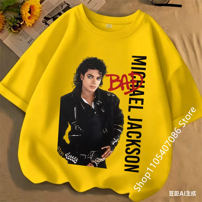 Michael Jackson MJ T-Shirt Kids Digital Shirt Cartoon King of Pop Summer Baby Clothes Todders Short Sleeve Boutique Outfits Gift