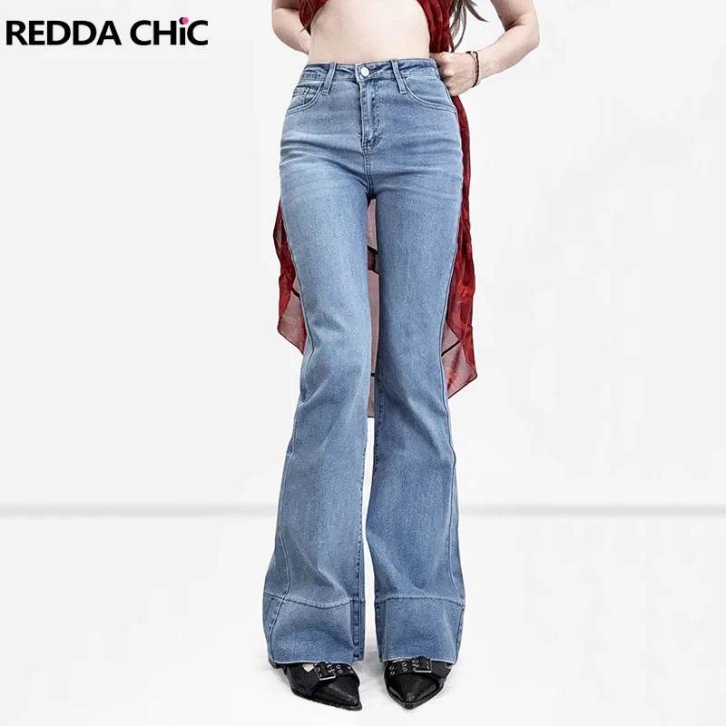 REDDACHiC Tall Women Straight Jeans Lounge Cleanfit Relaxed Washed Solid High Waist Wide Leg Denim Pants Minimalist Streetwear