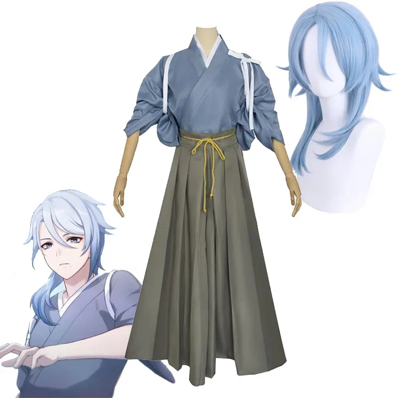 

FC6Genshin Impact Kamisato Ayato Cosplay Costume Unisex Kendougi and Hakama Game Character Wig Accessories@FC8！