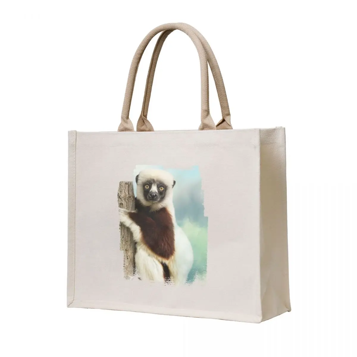 

Madagascar Sifaka Lemur Tote Bag hand bags Portable shopping bag Canvas stote bag eco pack