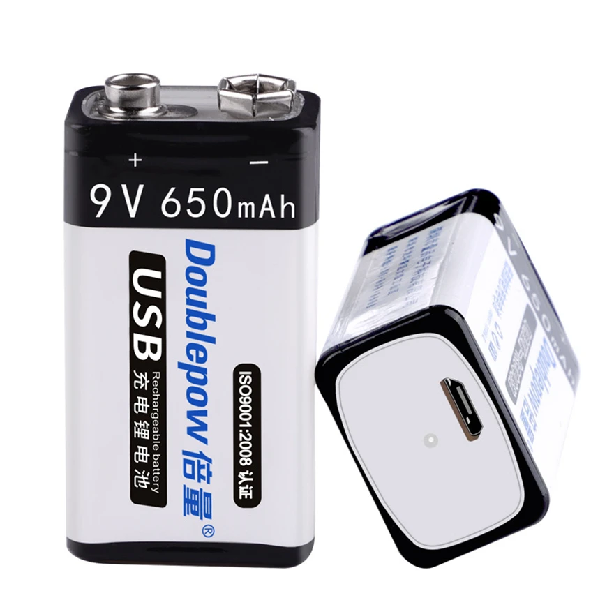 1pcs/lot New 650mAh 9V Rechargeable Battery USB Lithium Polymer Battery Instrument Children\'s Toy Special Battery