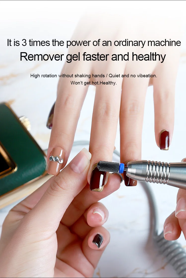 المهنية مانيكير الكهربائية مسمار الحفر آلة 35000 دورة في الدقيقة اللاسلكي ملف الأظافر قابلة للشحن طاحونة تلميع الأظافر للأظافر #3