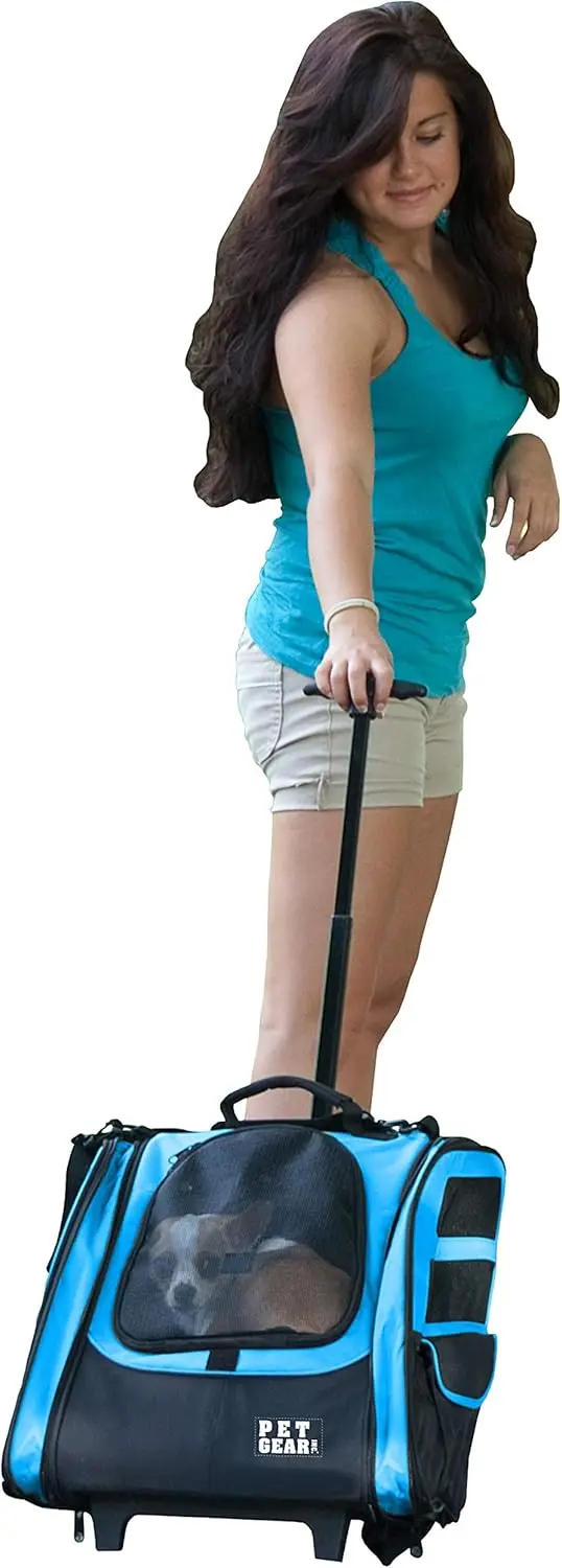 

Pet Gear I-GO2 Traveler Roller Backpack, Travel Carrier, Car Seat for Cats/Dogs, Mesh Ventilation, Included Tether