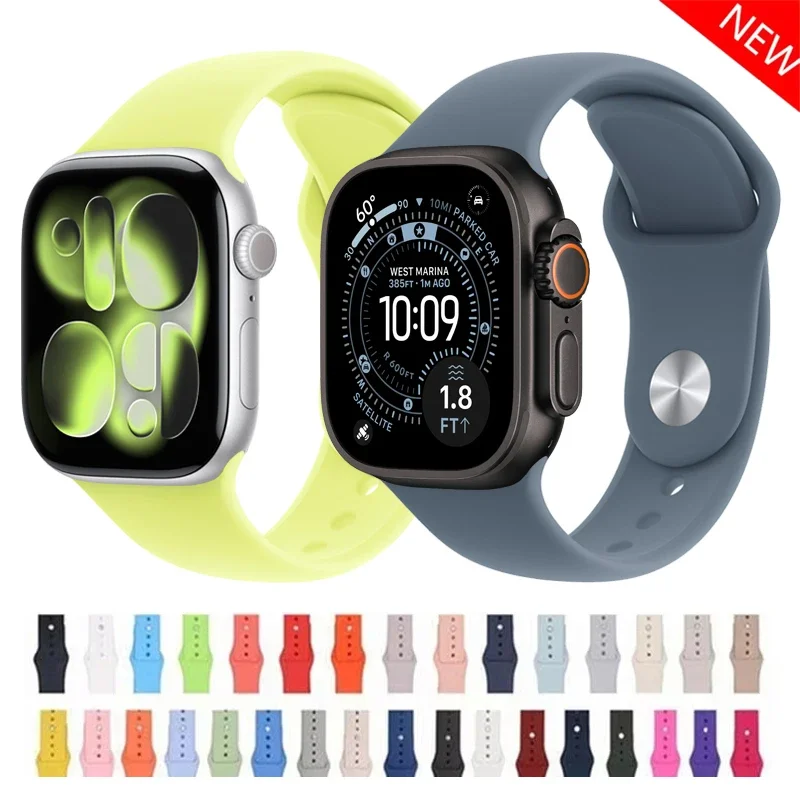 Nouveau Bracelet en Silicone pour bracelets de montre Apple 11 42mm 46mm 44mm 40mm 41mm 45 49mm Bracelet de Sport iWatch série 10 9 8 7 SE3 Ultra 3 2
