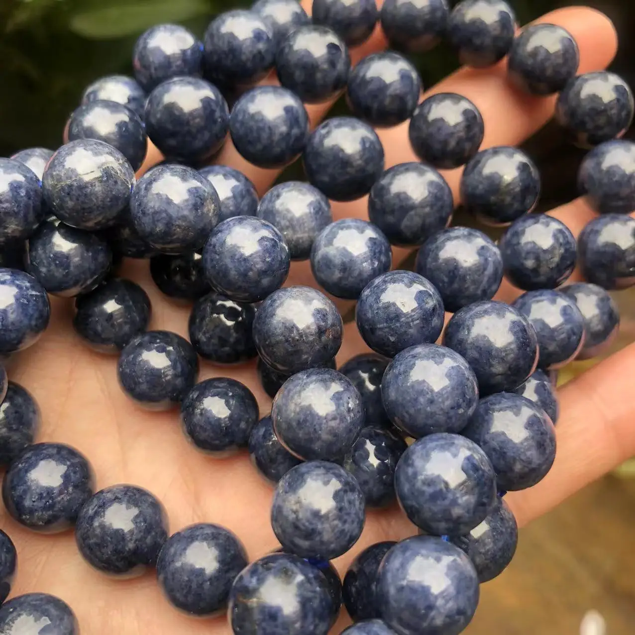 Meihan Natural arcane Top Dark Blue Sapphire Smooth Round Loose Beads For Jewelry Making Design Birthstone gift