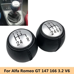 For Alfa Romeo GT 147 166 3.2 V6 PU Leather Car Styling 5/6 Speed Gear Shift Knob Lever Stick Pen Shifter Head