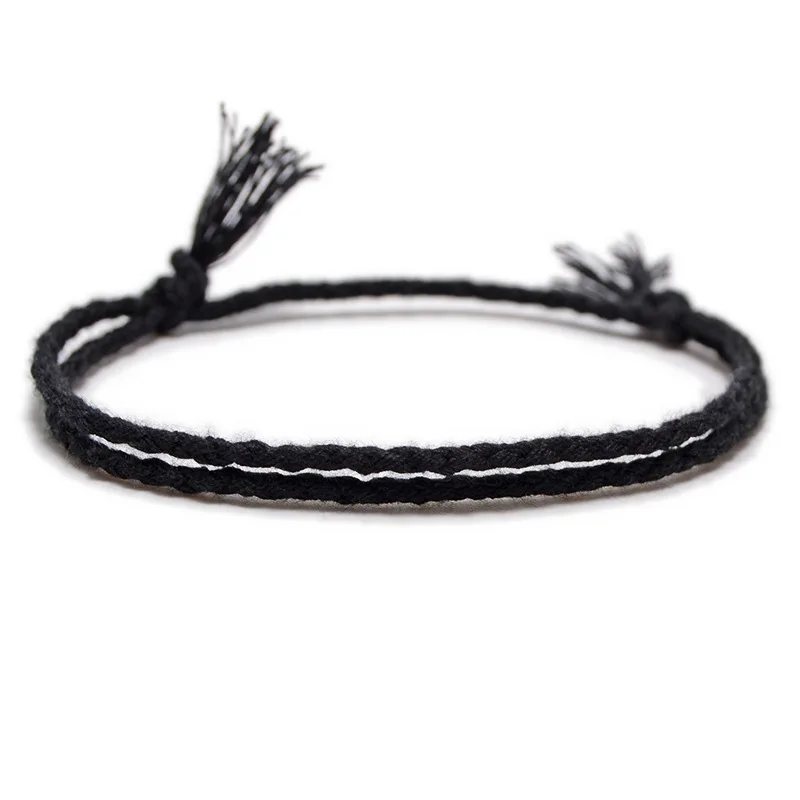 WOOZU Handmade Cotton Rope Bracelets For Women Men 925 Tibetan Silver Bangle Adjustable 3ps/set Charming Friendship Lover Gift