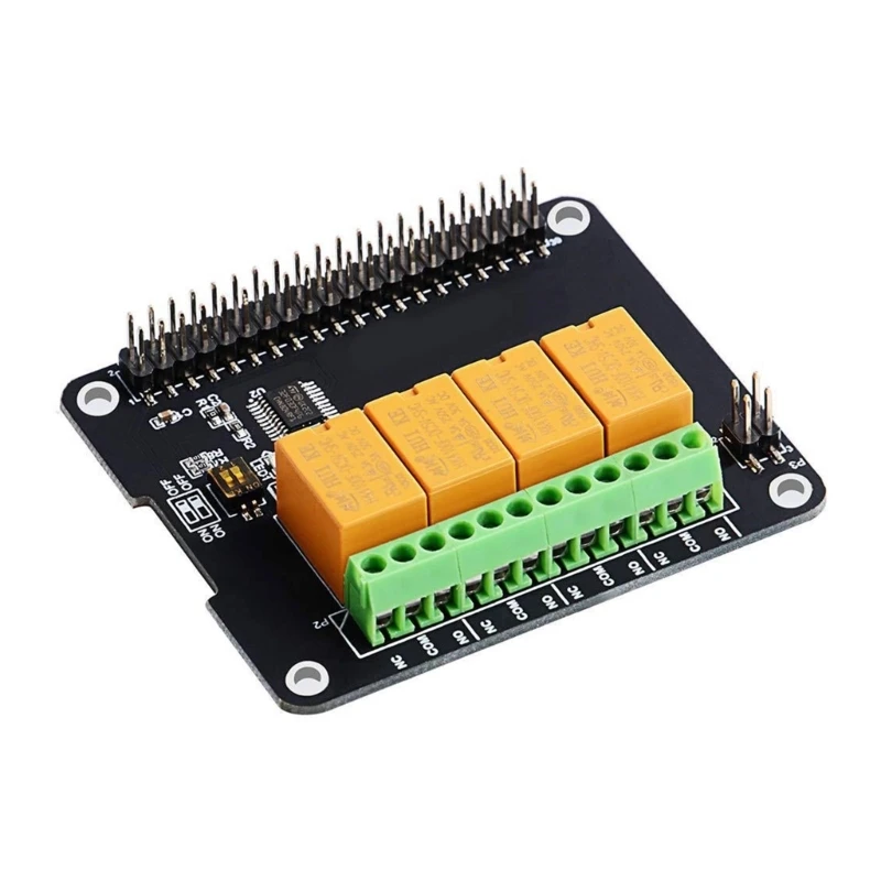 Intelligent 4 Channel Relays Hat Module Board 4-Way Power Expansion Board Repair Part for Rpi4B/Rpi2B//Rpi3B+/Rpi3B