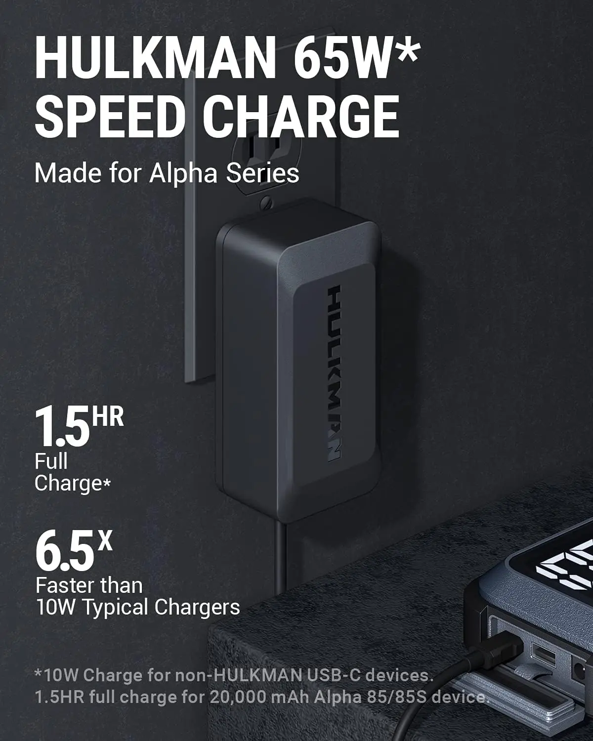 Arrancador de batería portátil inteligente Alpha85 con cargador de pared de 65 W