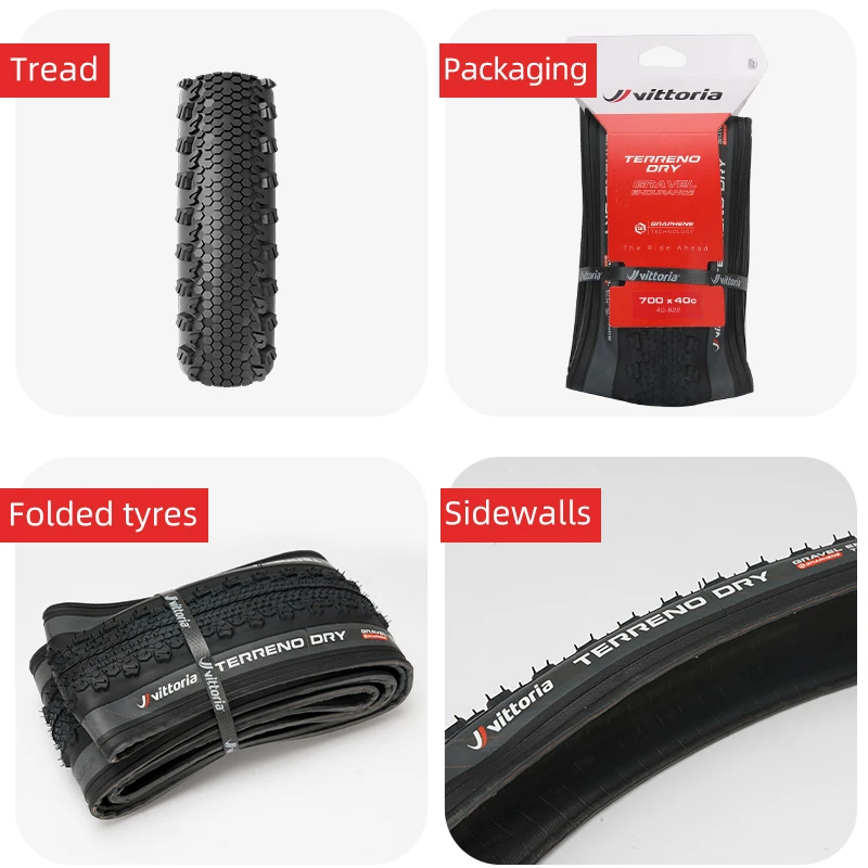 Vittoria Bicycle Road Tubeless Tire 700x33C/37C/40C TERRENO DRY Gravel Endurance 120TPI for Long Distance Cycling view 2