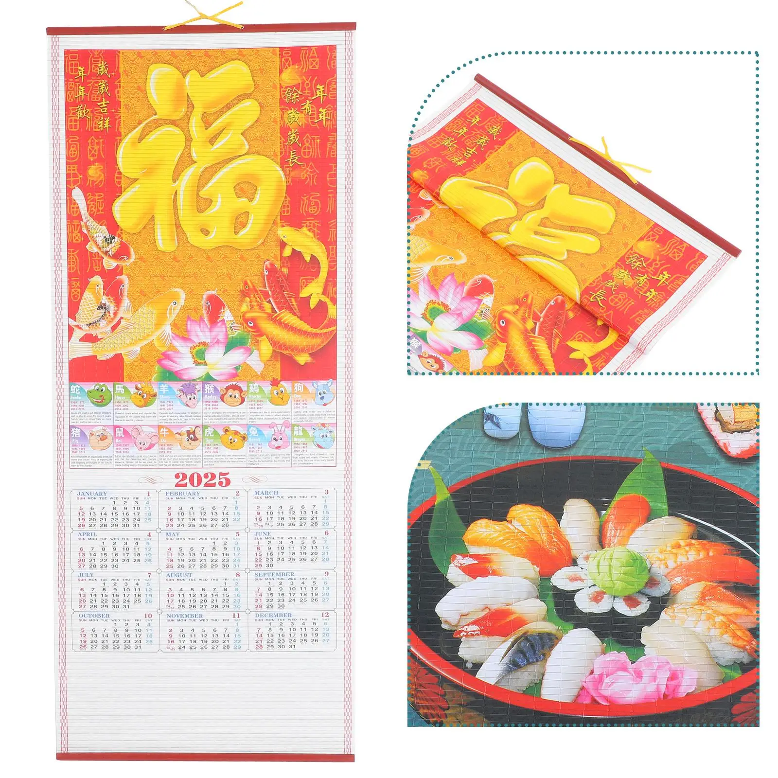 Lunar Calendar Hanging 2025 Lunar Year Calendar Chinese Scroll Calendar Chinese Wall Ornament 2025 The Year Of Snake Calendar