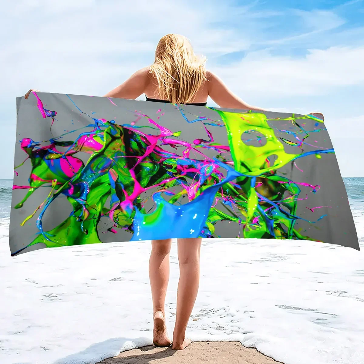 Oil Paintings Super Soft Plush Beach Bath Pool Towel Pool Towel Oversized Lightweight Sand Free Quick Dry Plush Beach Towel