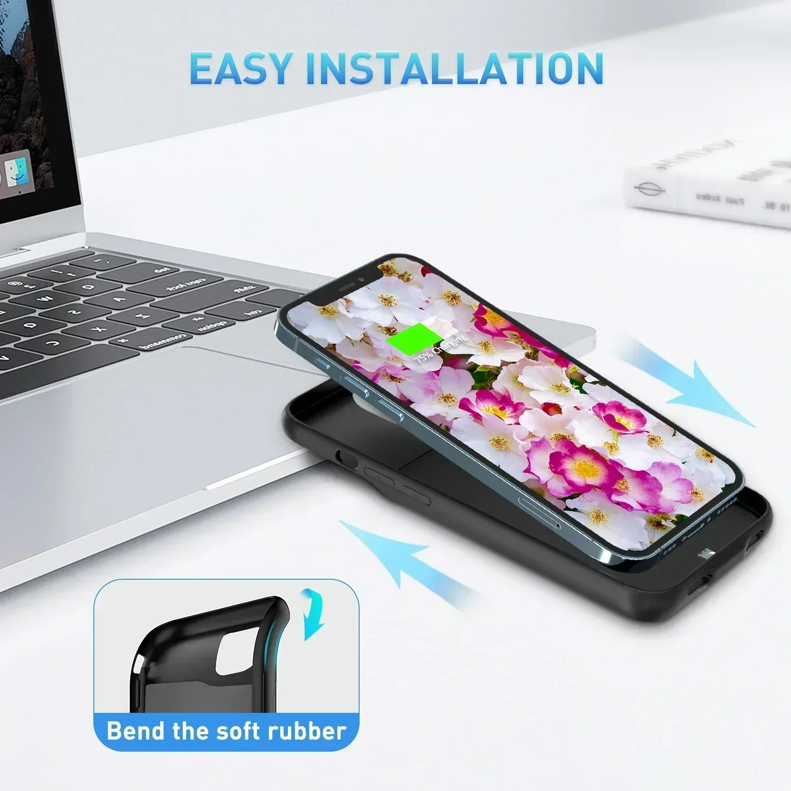 

Мягкий силиконовый чехол-аккумулятор 10000 мАч для iPhone 12 13 Pro Max, зарядное устройство, внешний аккумулятор, совместим с 13 Pro Max, 13 Mini