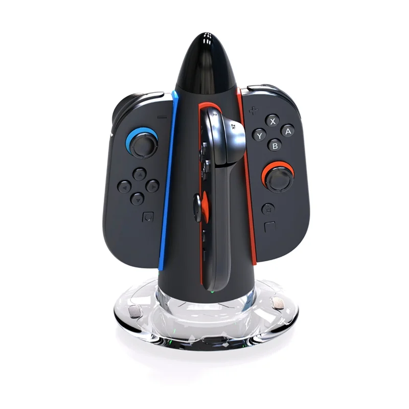 【인기 상품】스위치 2용 4 in 1 충전 거치대 (좌우 핸들 포함) 휴대용 원형 충전 거치대 RGB Li 포함