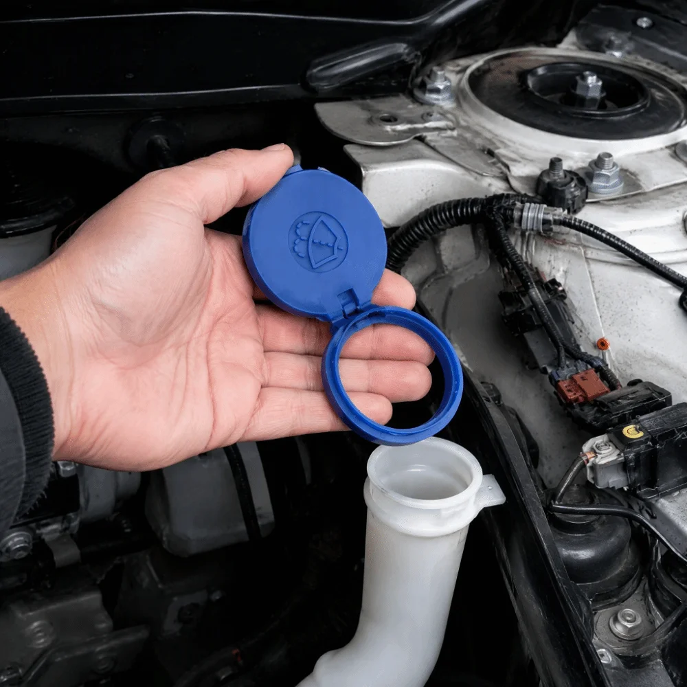 ABS Windshield Washer Fluid Reservoir Cap Blue 643230 Wiper Fluid Reservoir Cap Fluid Reservoir Tank Lid for C4 2004‑2015
