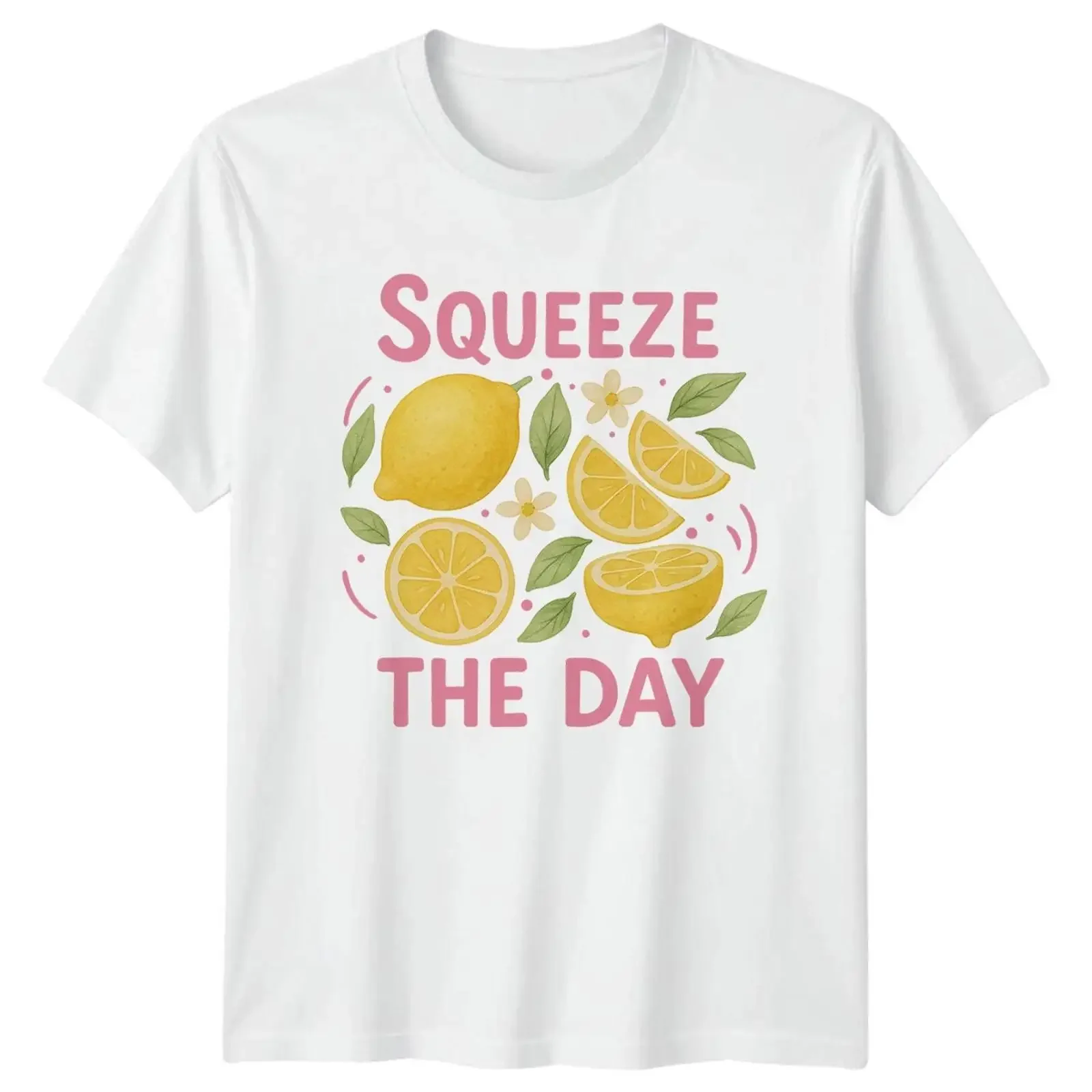 Squeeze The Day Damen T Shirt Lemon Citrus Motivation Sommer Geschenk für Sie vintage Washed graphic homme Stylish streetwear