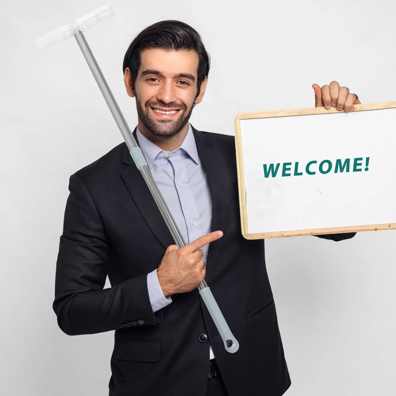 Handheld Sign Holder Stainless Steel Adjustable Height for Airport Pick-Up Tour Exhibition Protest Banner Stand
