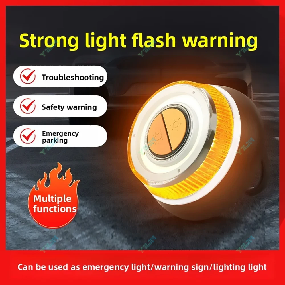 

Car Emergency Strong Warning Lamp Induction Strobe Beacon Flash Light SOS Flash Safety Signal Lamp 2 Light Modes Battery Version
