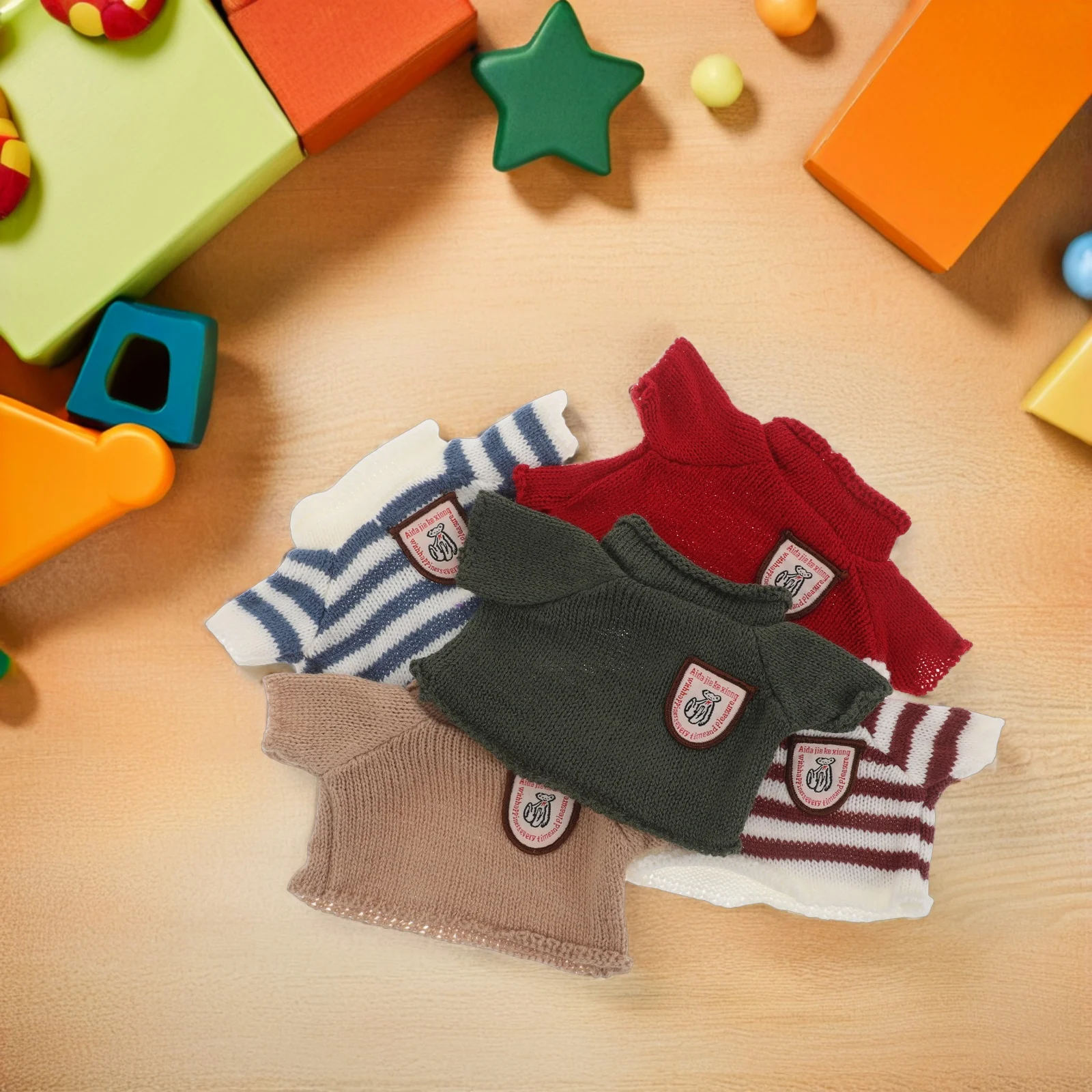 Pull ours tricoté, 5 pièces, tenues pour 30Cm, accessoires faits à la main, vêtements d'animaux en peluche doux, bricolage, cadeau de jeu, vêtements ours